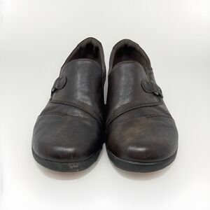 Earth Spirit Loafers Womens 9.5 Brown Faux Leather Comfort Slip On Gel Cushioned